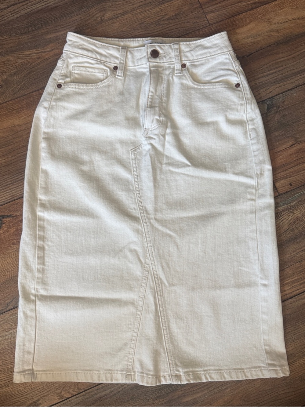 Sonoma Cream Midi Denim Skirt
